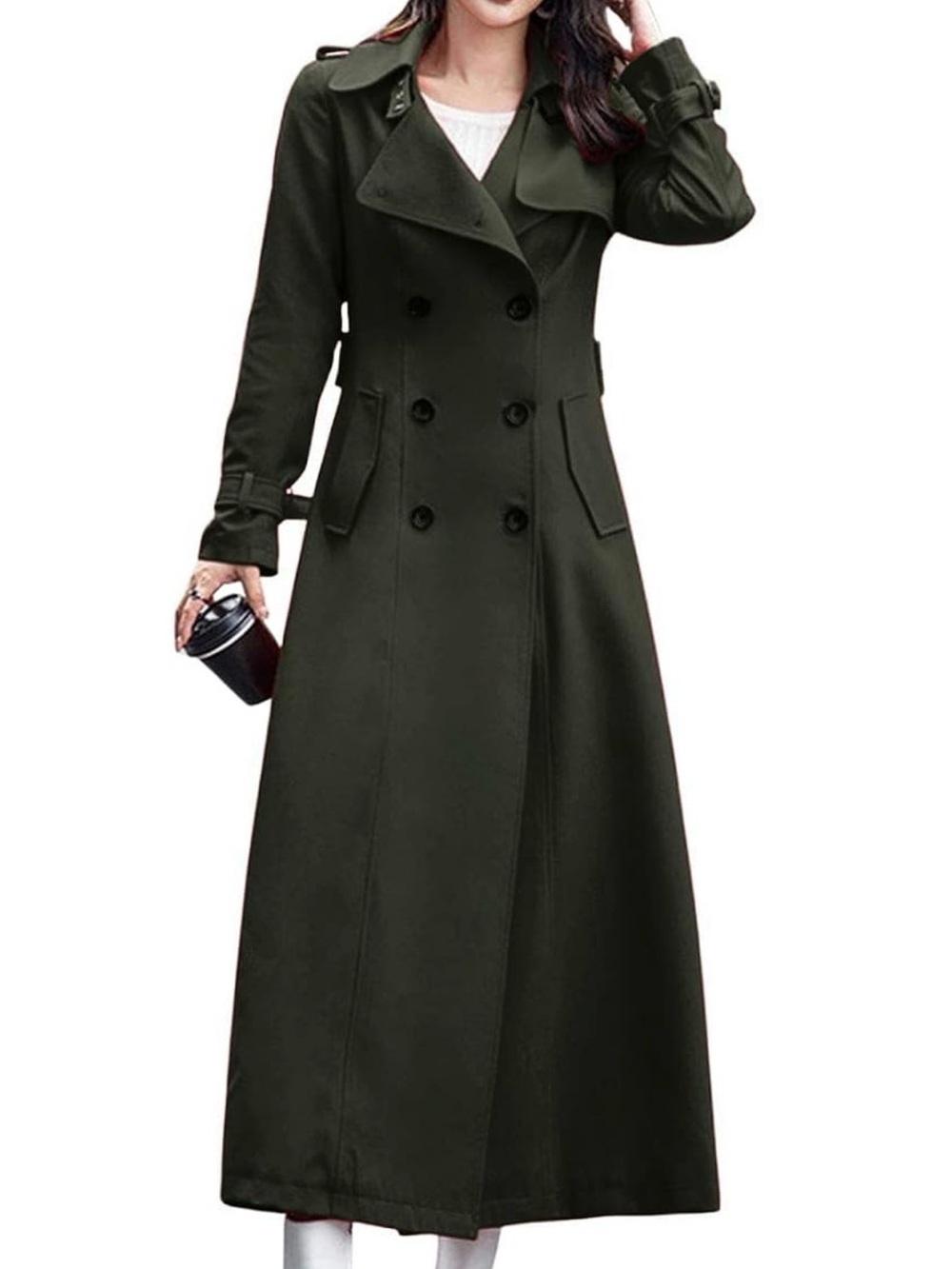 Classic Black Trench Maxi Skirt